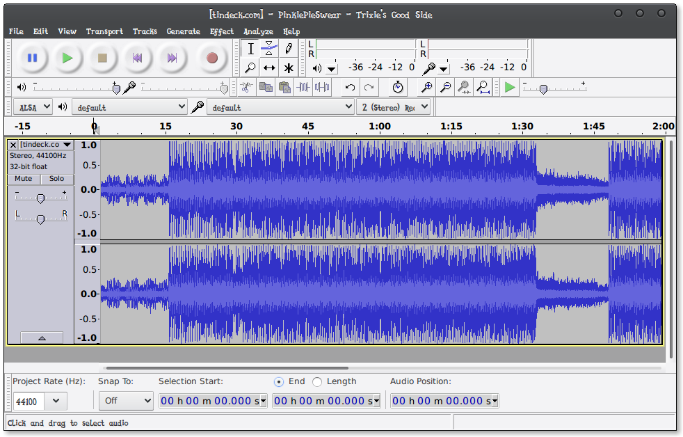 Screen grab of audio editing software